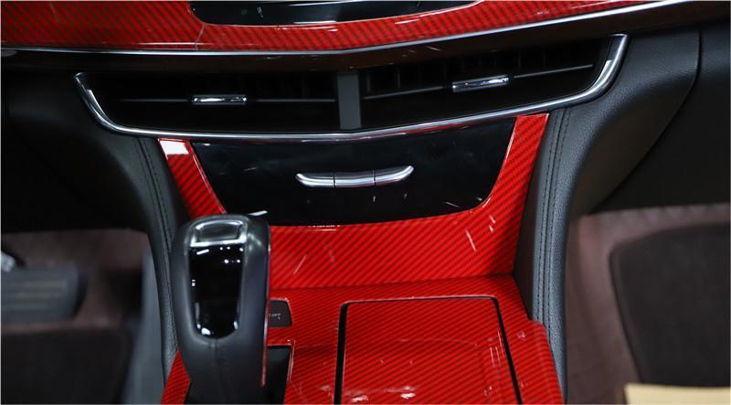 for Cadillac CT6 16-20 Red Carbon Fiber Interior Centre Decoration Full Set Trim