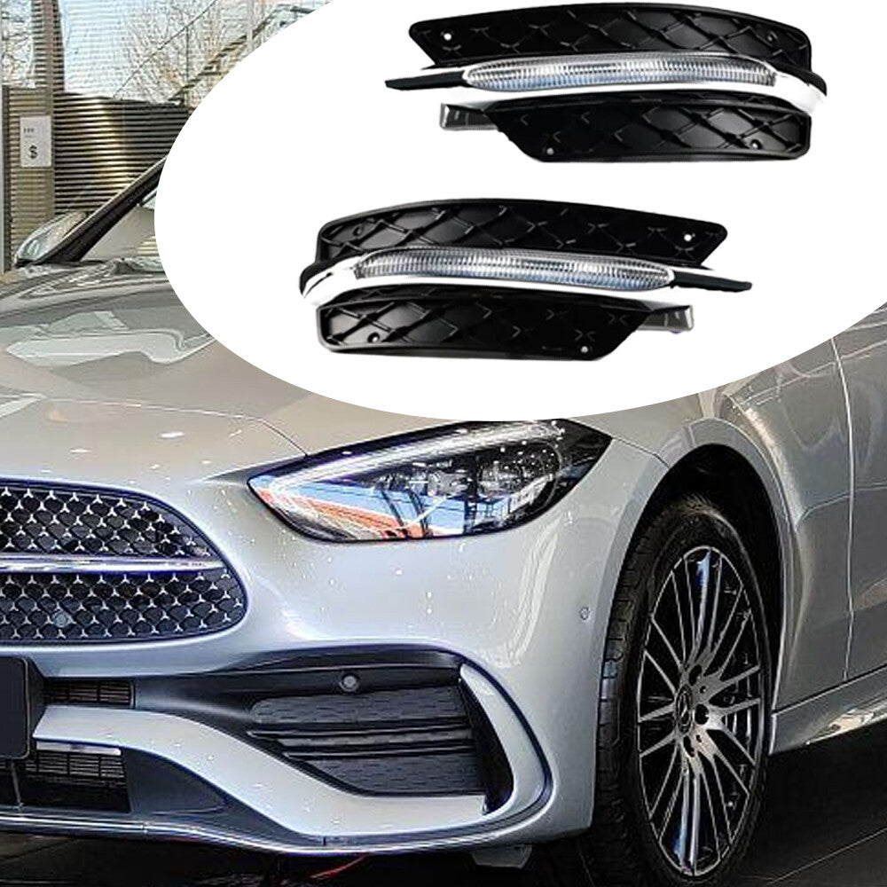 Daytime running lights and fog lights (DRL LED) are suitable for Mercedes-Benz W204 C-Class (2013-2014).
