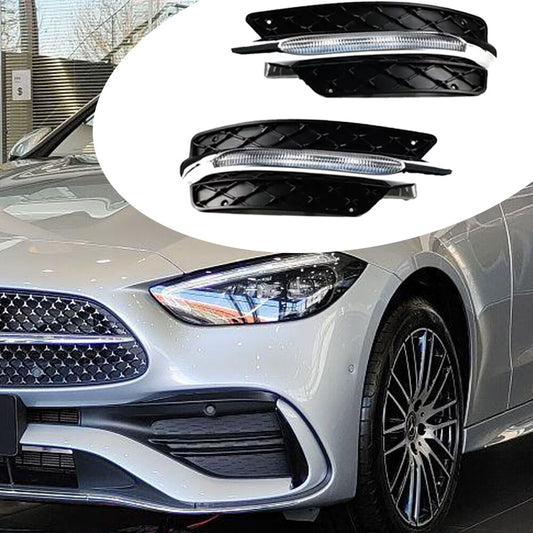 Daytime running lights and fog lights (DRL LED) are suitable for Mercedes-Benz W204 C-Class (2013-2014).