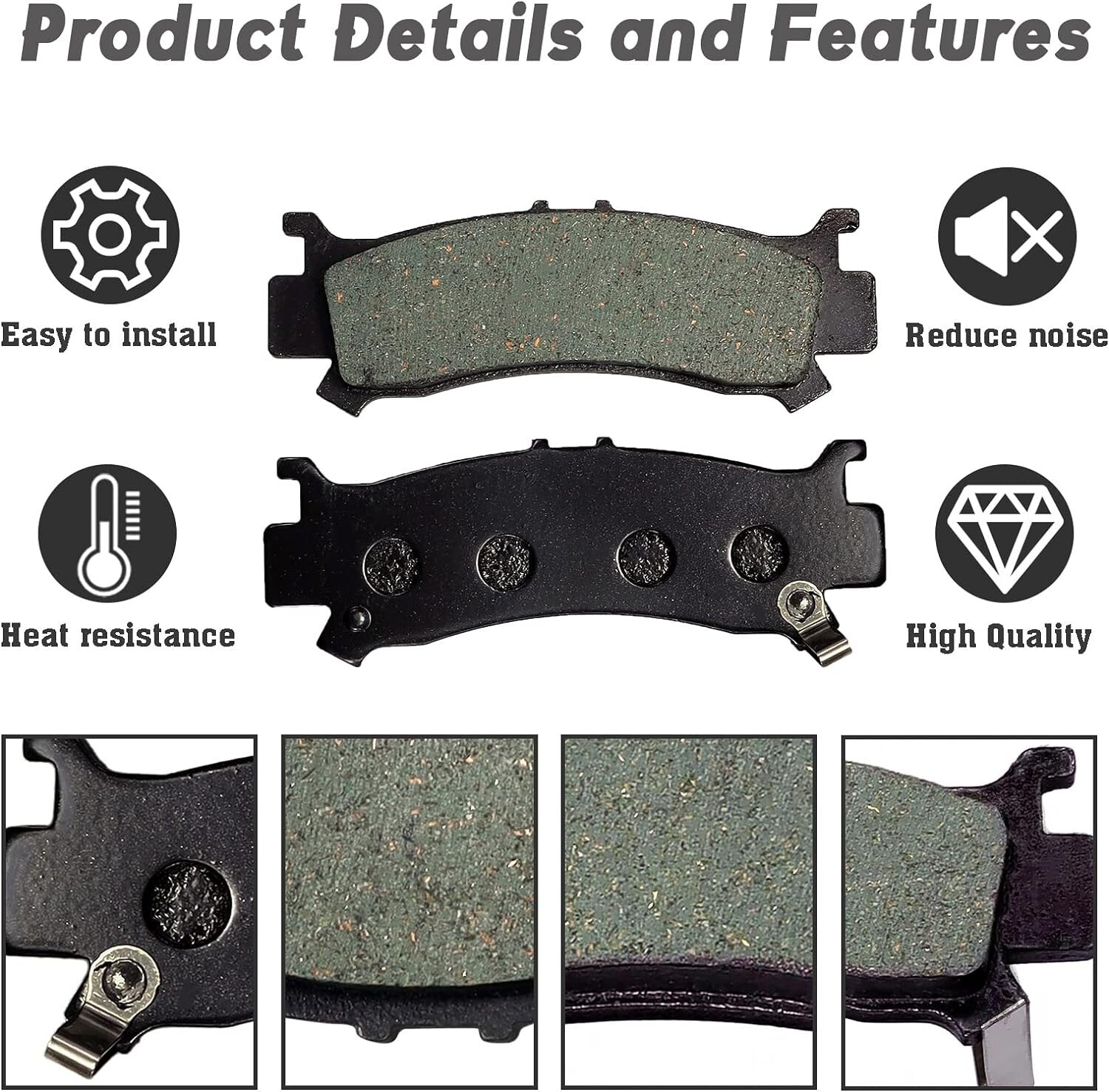 Brake Pad Kit for Honda Pioneer 1000 06451-HL4-A01 Complete Semi-Metallic