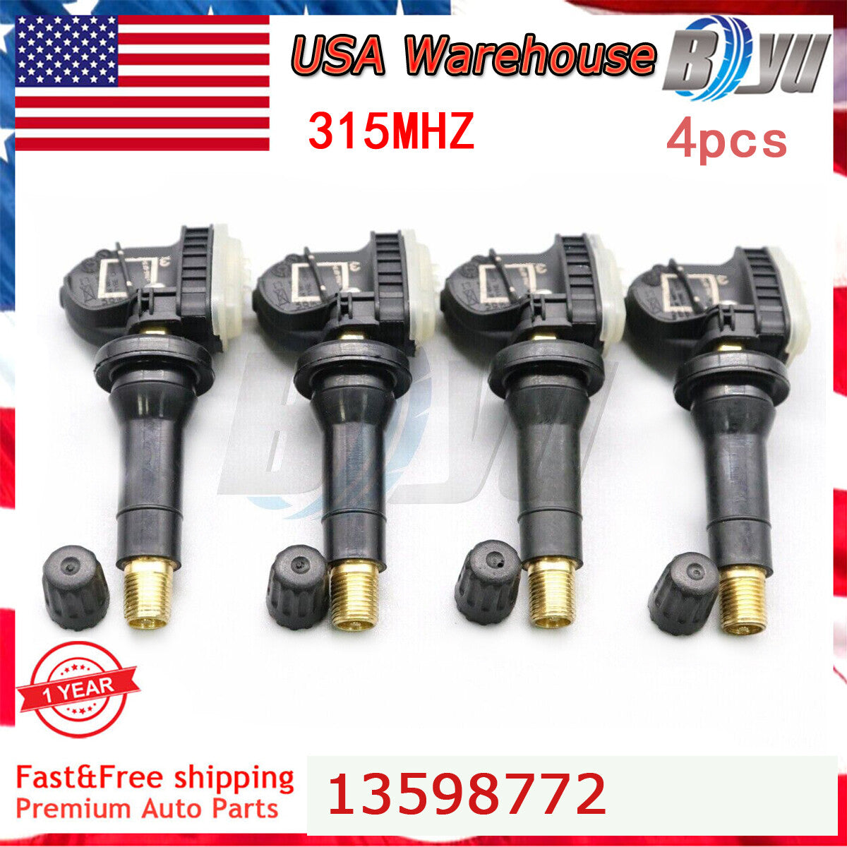 Tire Pressure Monitor Sensors 4X TPMS 13598772 Fit For GM for Chevy for GMC for Buick
