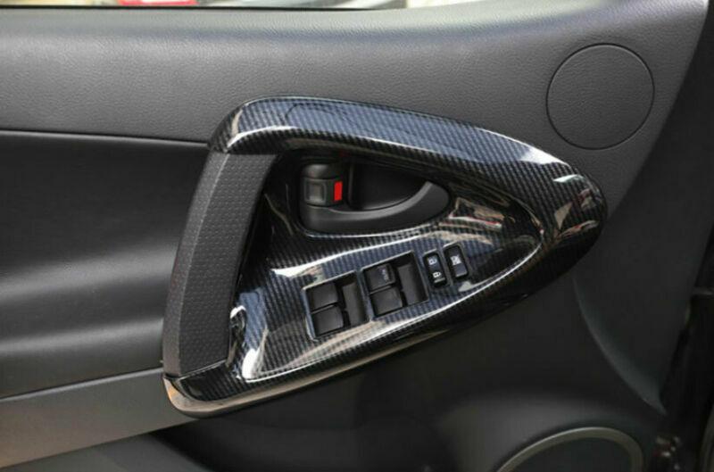 ABS Carbon Fiber Glass Window Lifting Panel Decoration for Toyota RAV4 06-2012
