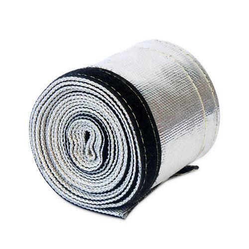 Heat shield, aluminum-coated tubing, flexible conduit, wire protection, 10-foot hook and loop.