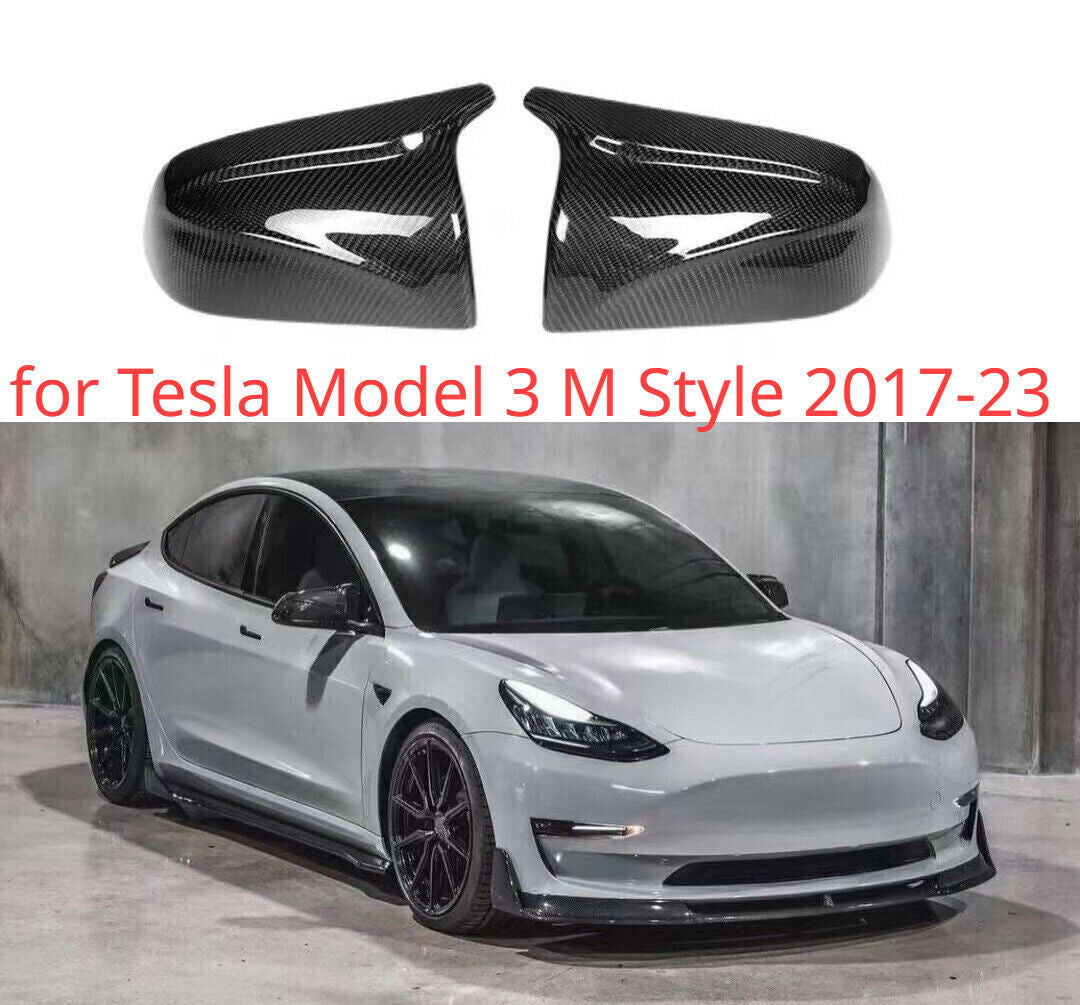 Carbon Fiber Side Mirror Cover Cap Replacement for Tesla Model 3 M Style 2017-23