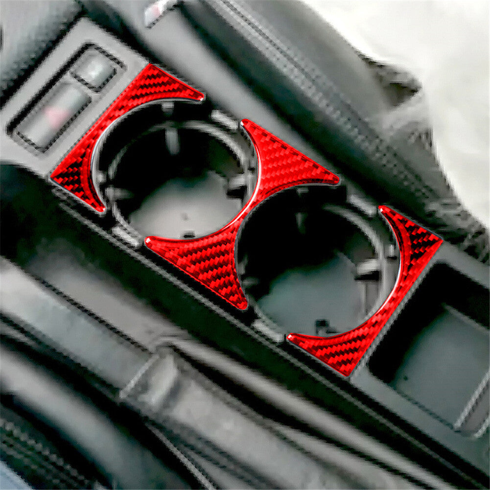 Red Carbon Fiber Cup Holder Panel Interior Trim Fit for BMW 3 Series E46 1998-05