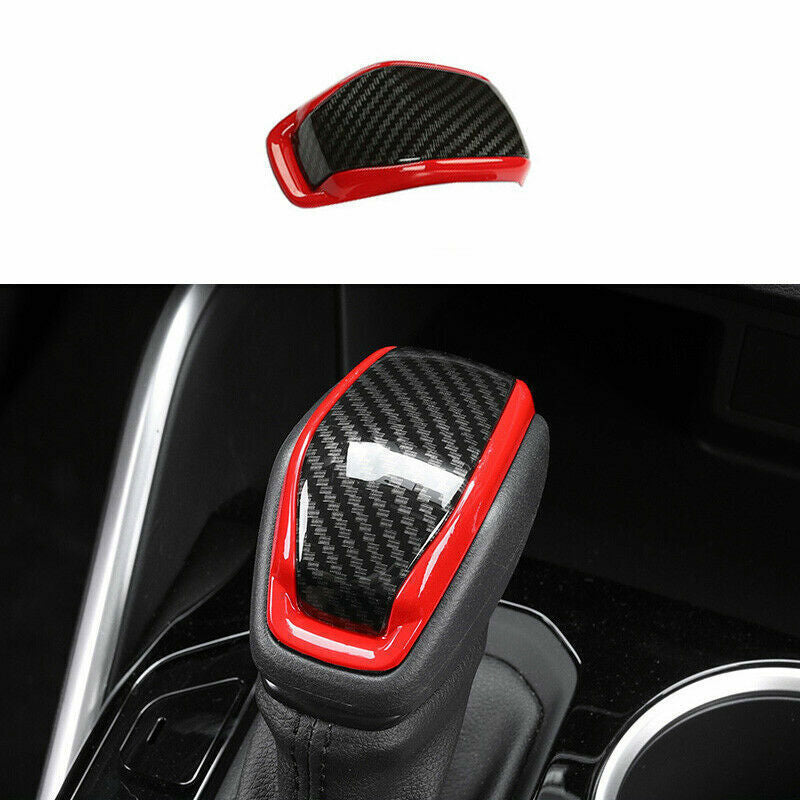 for Toyota Highlander 2020-2022 Carbon Fiber+Red Gear Shift Knob Cover Head Trim