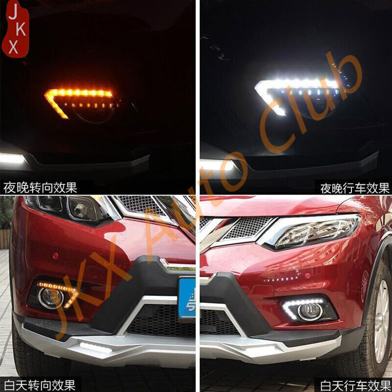 Front LED DRL Day Running Fog Light Cable Kit for Nissan X-trail Rouge 2014-2016