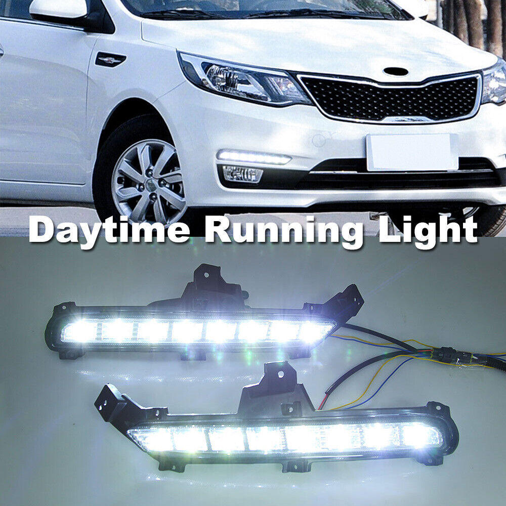2x LED DRL Daytime Running Light Fog Lamp Turn Signal Kit for KIA K2 2015-2016