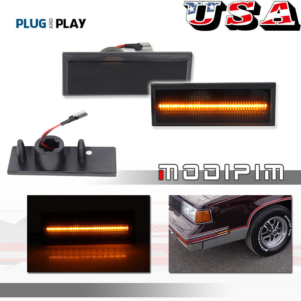 Suitable for 1981-1988 Cutlass Smoked Lens Front Fender Amber LED Side Marker Light