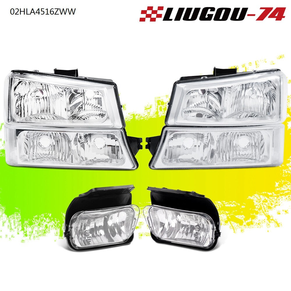 Suitable for 03-07 for Chevrolet Silverado/Avalanche, new with transparent chrome headlights and fog lights.