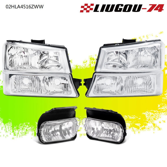 Suitable for 03-07 for Chevrolet Silverado/Avalanche, new with transparent chrome headlights and fog lights.