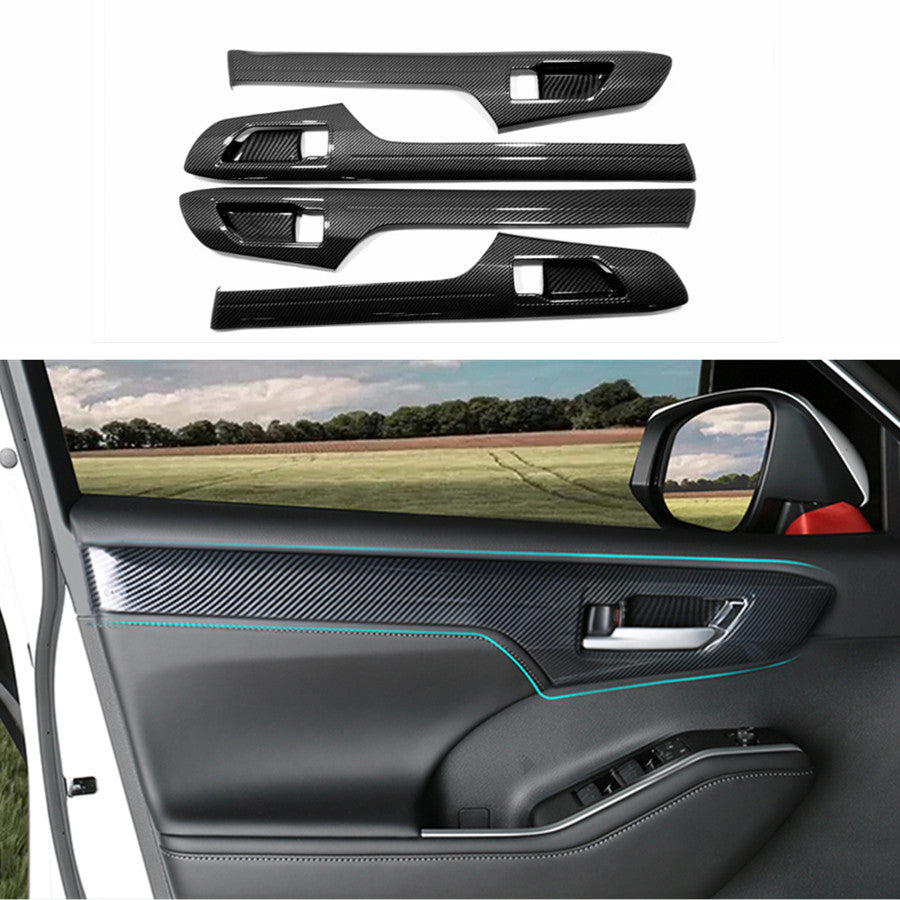 for Toyota Highlander 2020-2023 Carbon fiber Inner door bowl integral Cover Trim