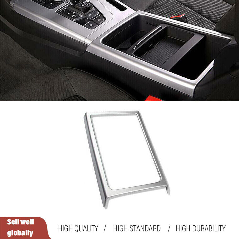 for Audi Q5 2018-2024 Matte Silver Inner Middle Console Water Cup Frame Trim 1P