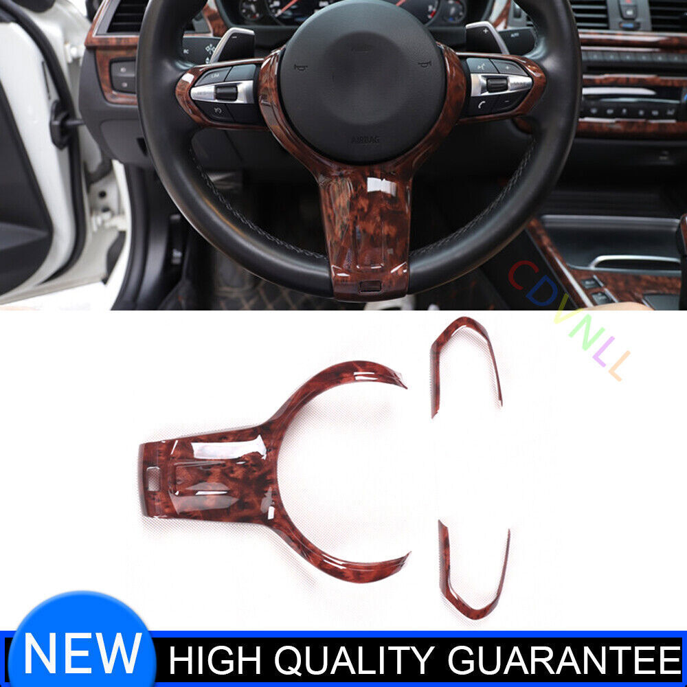 Interior Steering Wheel Button Cover Trim for BMW 3 Series 2014-2018 Wood Grain