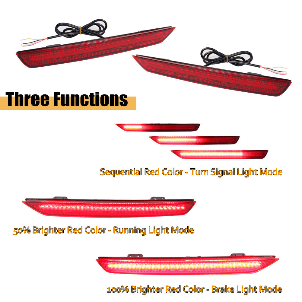 Compatible with 11-17 for Honda Odyssey Red Lens Red LED Rear Brake Sequence Light Kit