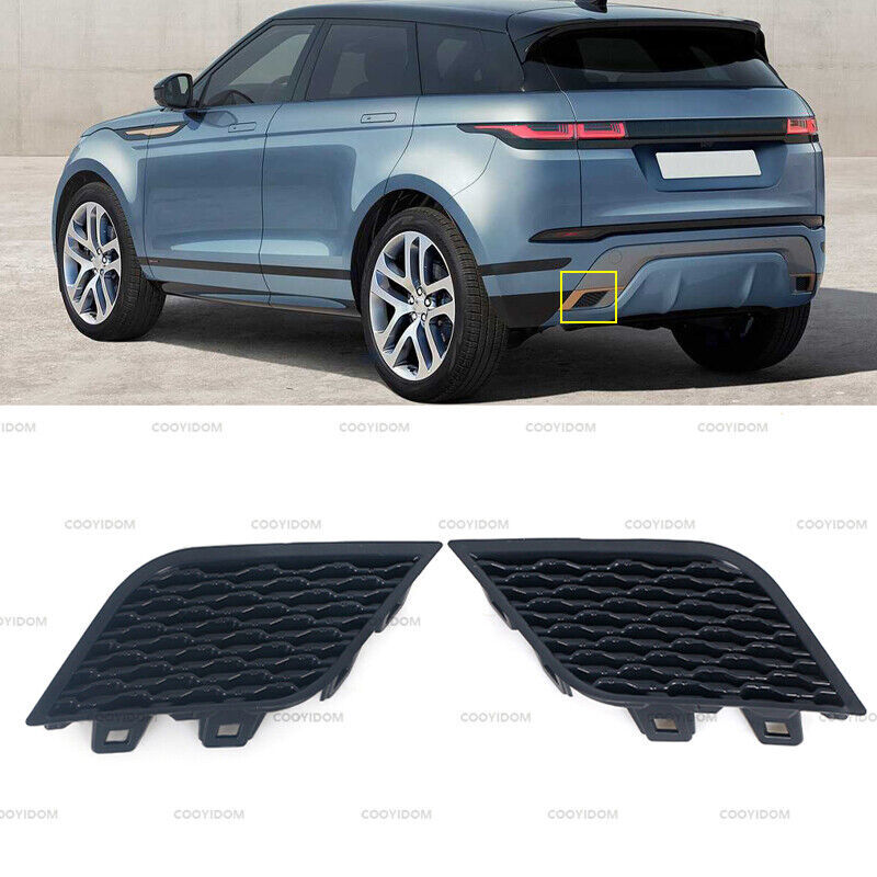 A pair of rear bumper grille cover brackets for 2020, 2021, and 2022 for Land Rover Range Evoque.