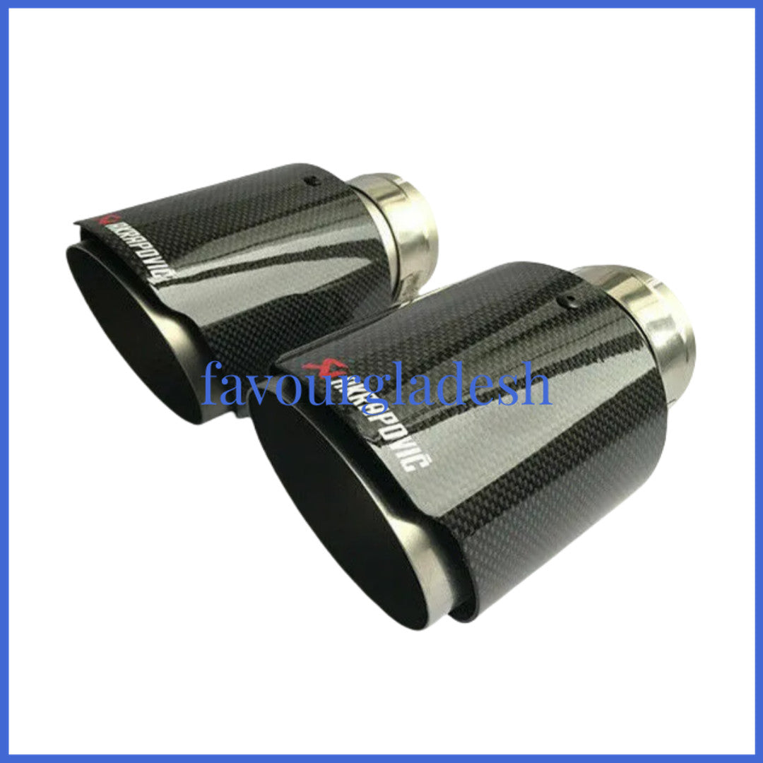 2 X IN 2.5 63MM OUT: 3.5 89MM Akrapovic Glossy Carbon Fiber Pipe Exhaust Tip