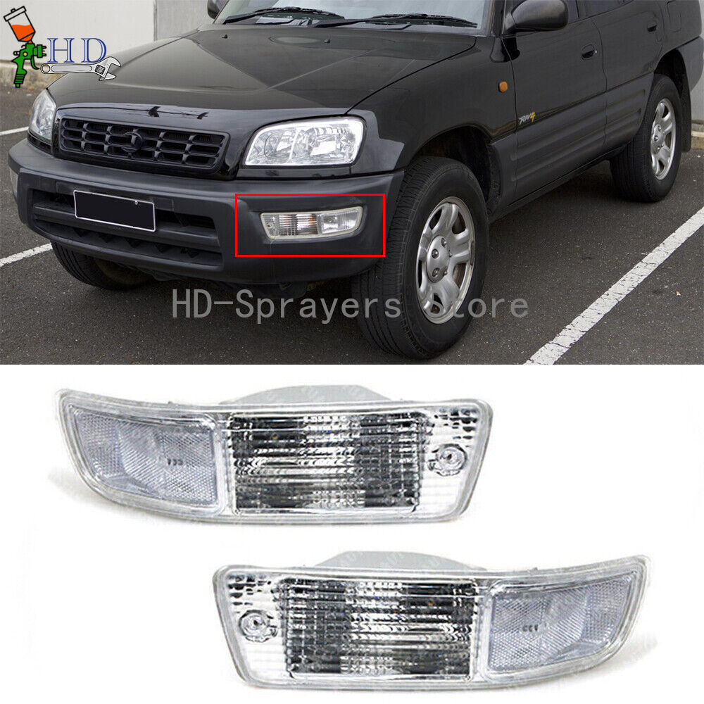 1 pair of transparent front bumper fog lights for 1998 and 1999 for Toyota RAV4, no bulbs, no wires.