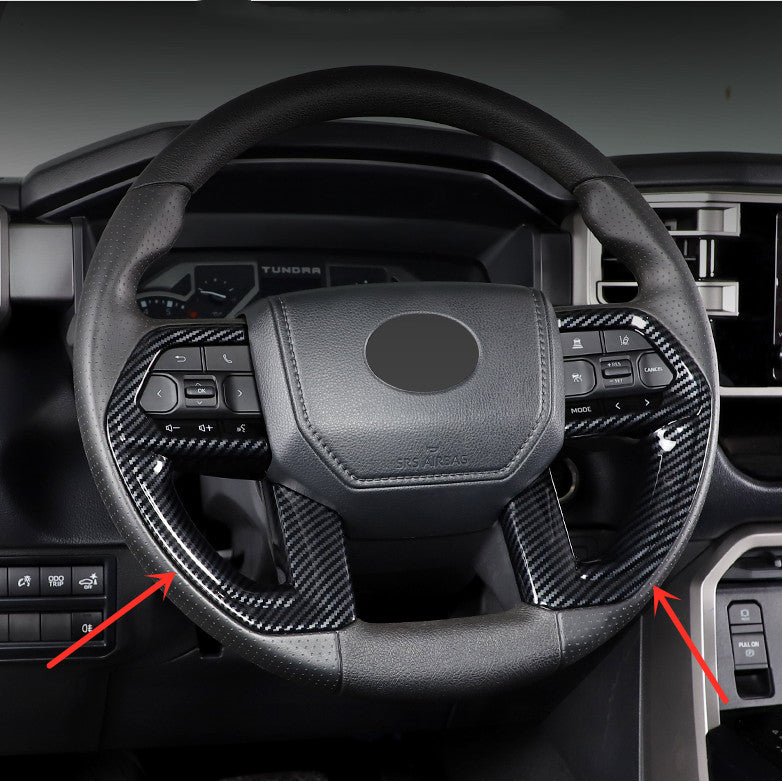 Suitable for Toyota Tundra 2022 2023 Steering Wheel Trim 2 Pieces ABS Carbon Fiber