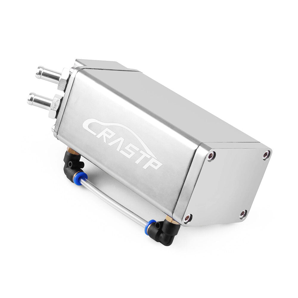 Square Shape Engine Oil Catch Can Tank Reservoir Breather Fuel Tank Silver