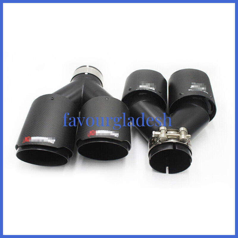2PCS Akrapovic Real Carbon Fiber Exhaust Tip Dual Pipe ID:2.5 63mm OD:4.0101mm