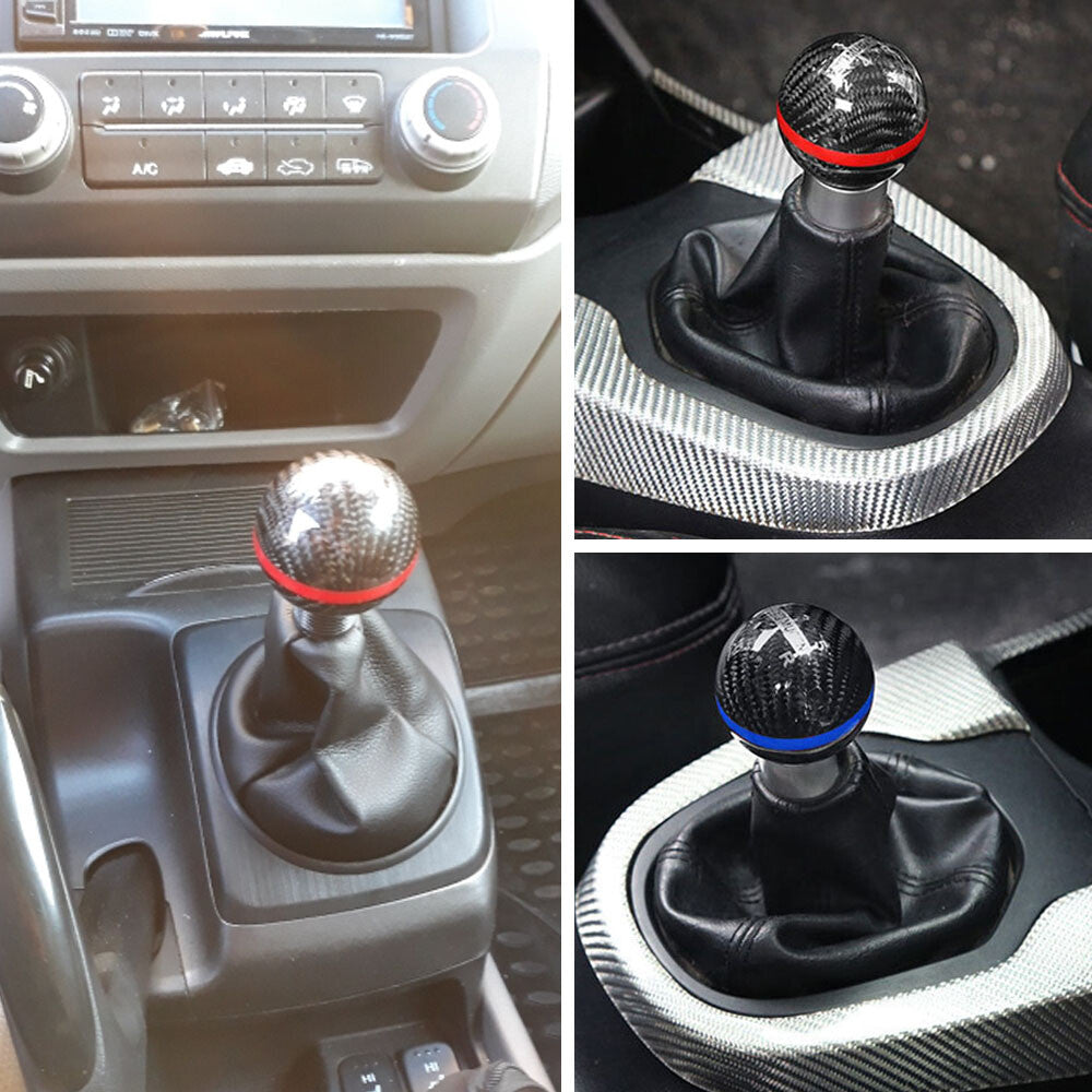 Red Side Modified Genuine Carbon Fiber 6 Speed Manual Spherical Gear Shift Knob