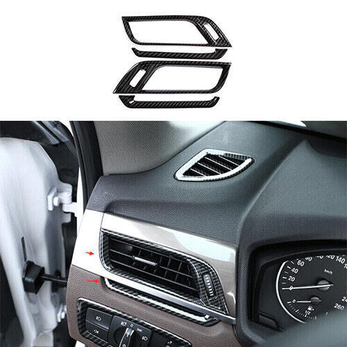 Console LR 4PCS Fit for BMW X2 2018-2021 Air Outlet Vent Trim Carbon Fiber ABS
