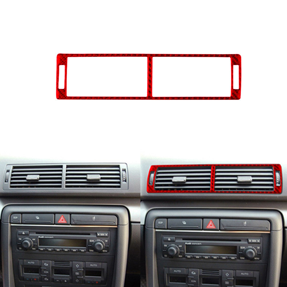 Red carbon fiber center console air outlet trim for Audi A4 S4 2005-2008