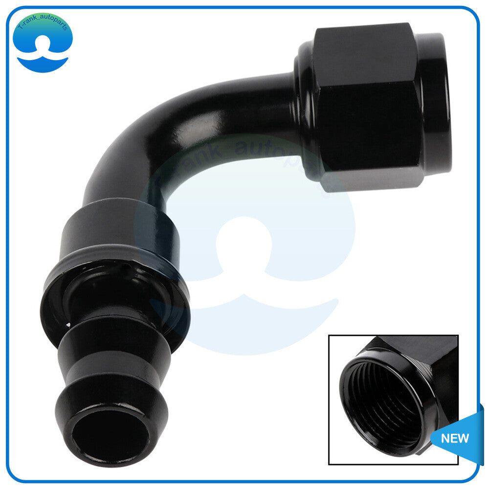 90 Degree Push On Lock Hose End Fitting AN8 8AN Oil Fuel Hose Line Adapter