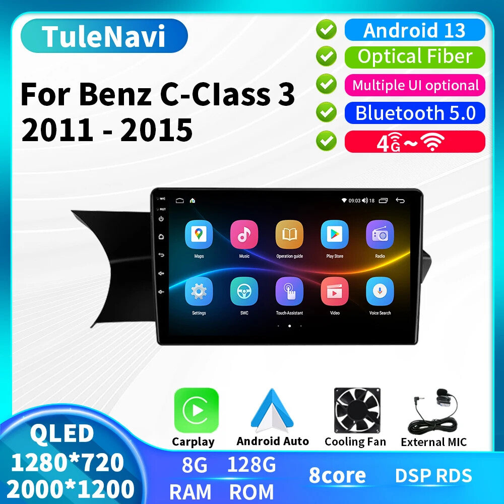 for Mercedes for Benz C Class 2011-2015 Android CarPlay Car Radio Player GPS Screen