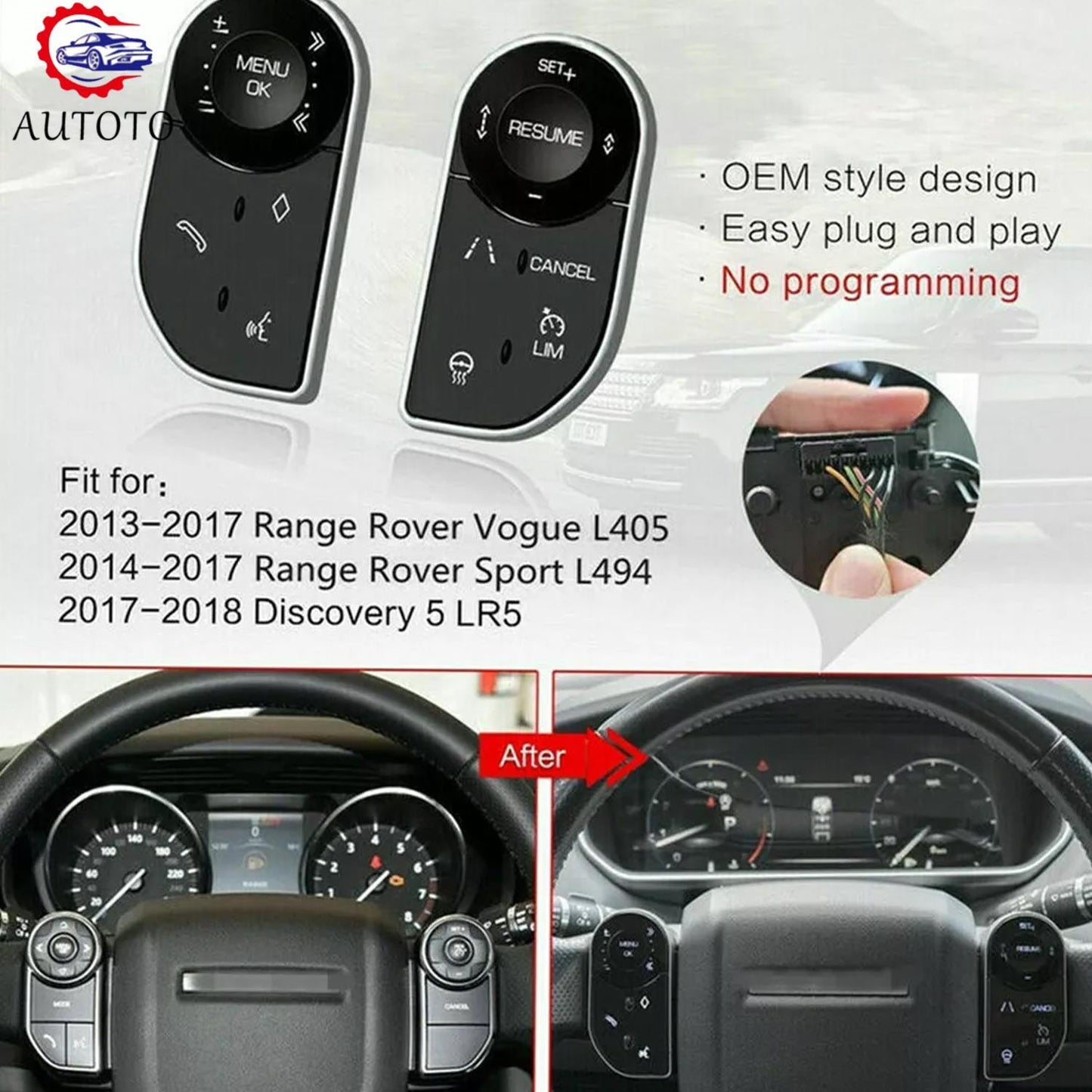 2Steering Wheel Control Switch Button for Range Rover Sport 14 15-17 L462 L405