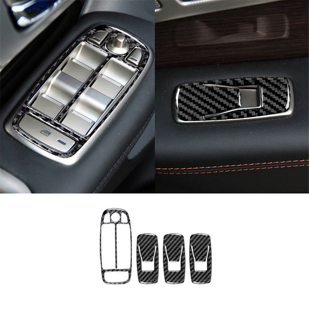 4Pcs Window Lift Button Panel Trim Cover Carbon Fiber for Jaguar XF 2009-2011