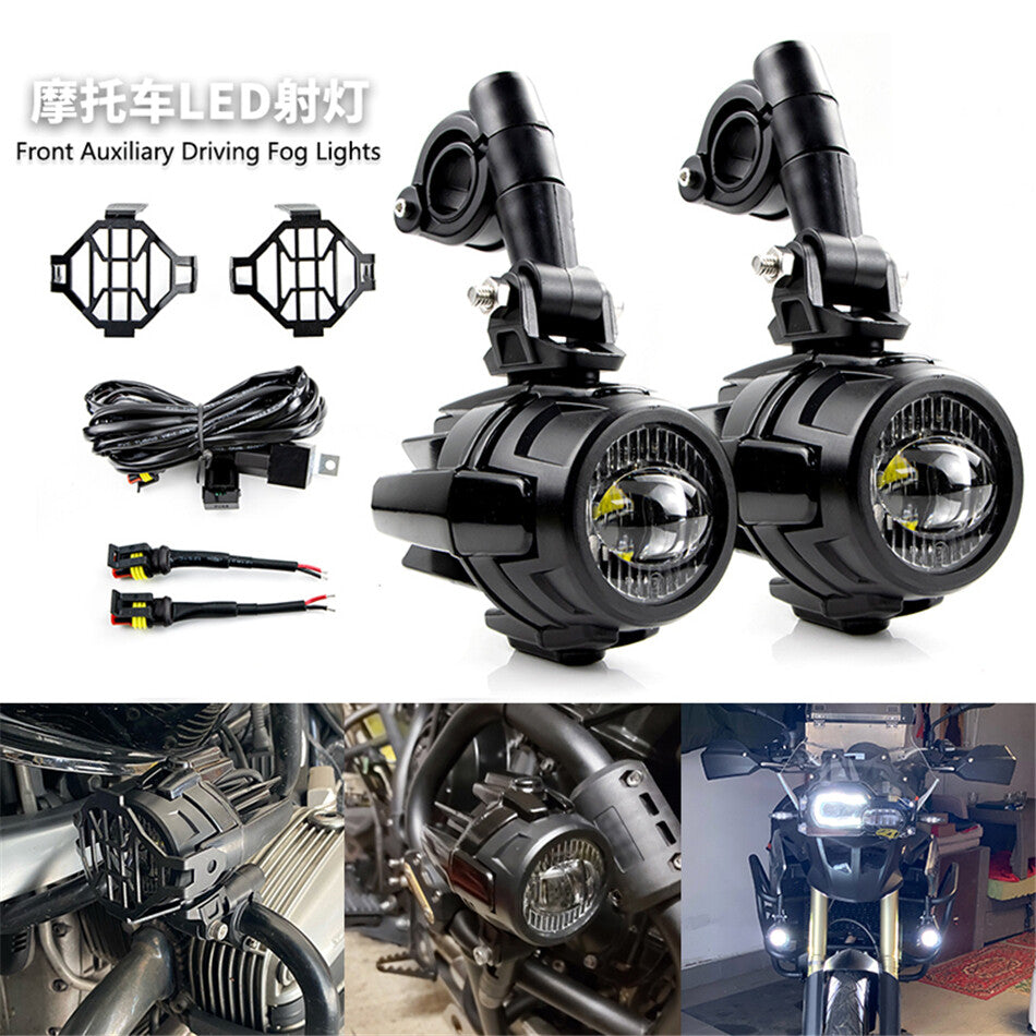 2x Motorcycle LED Auxiliary Lights Fogs Lamps DRL driving Fog Light For Motor