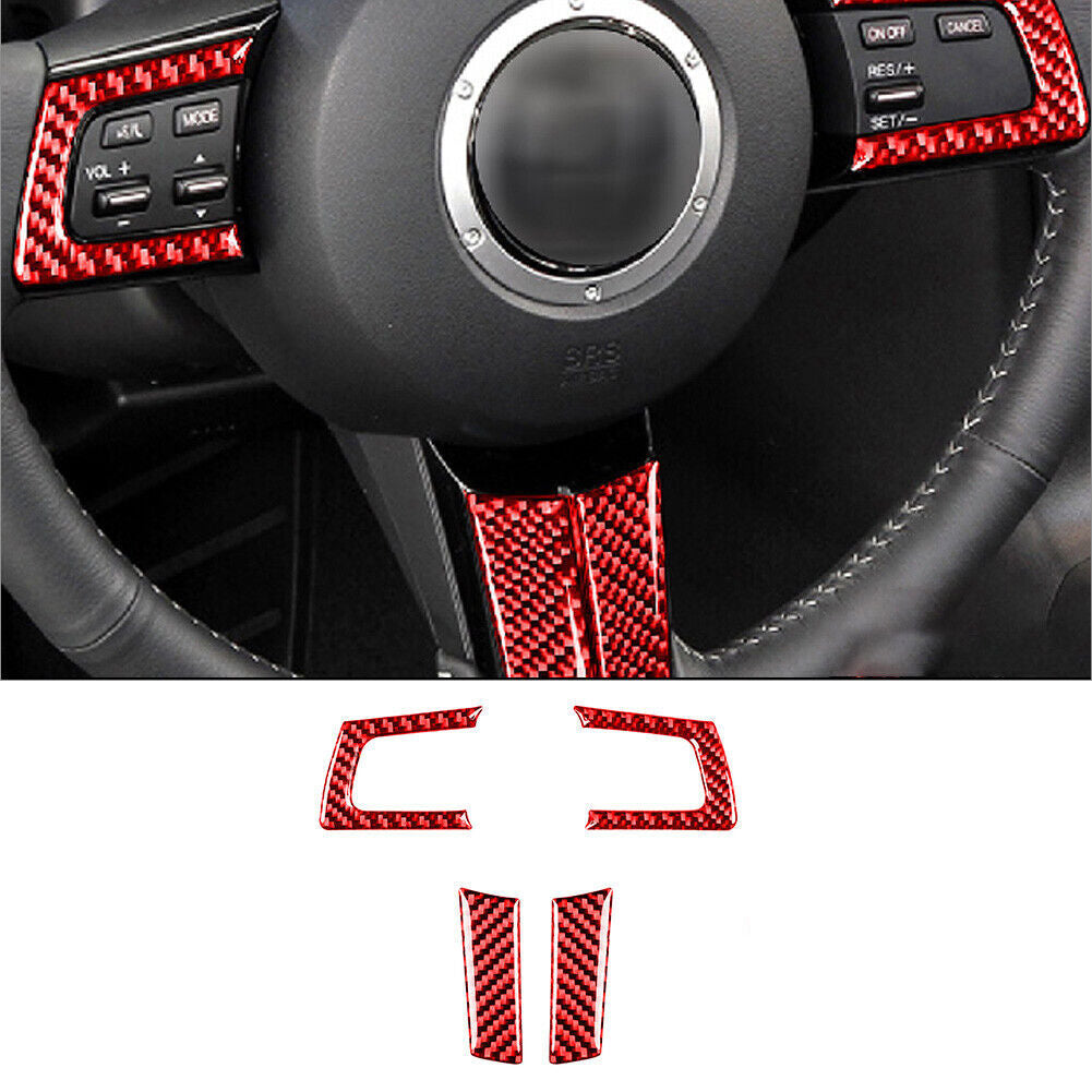 Red Carbon Fiber Interior Steering Wheel Panel Trim for Mazda MX-5 Miata 09-15