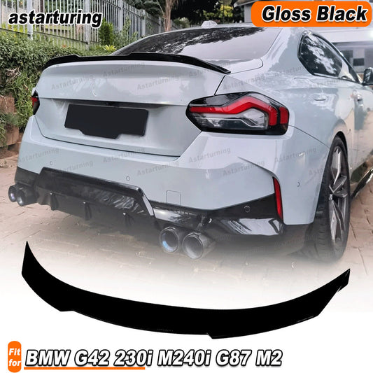 for BMW G42 230i M240i G87 M2 Coupe 2021-23 Gloss Black Rear Trunk Spoiler Wing