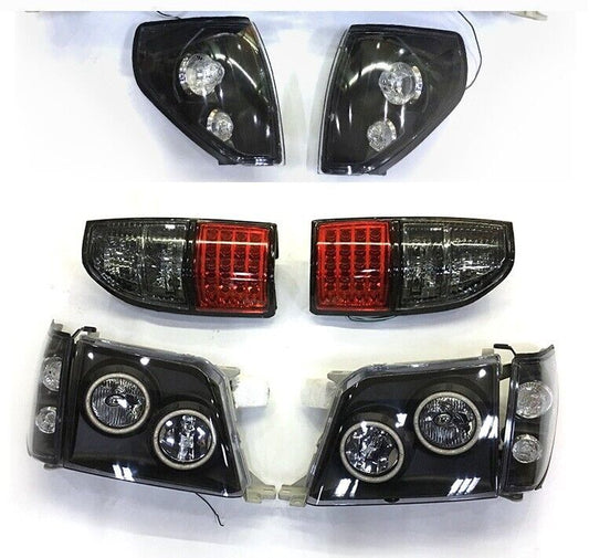 6x for Toyota Prado 90 1997-02 Black FrontRear Headlight Taillight Replace kit