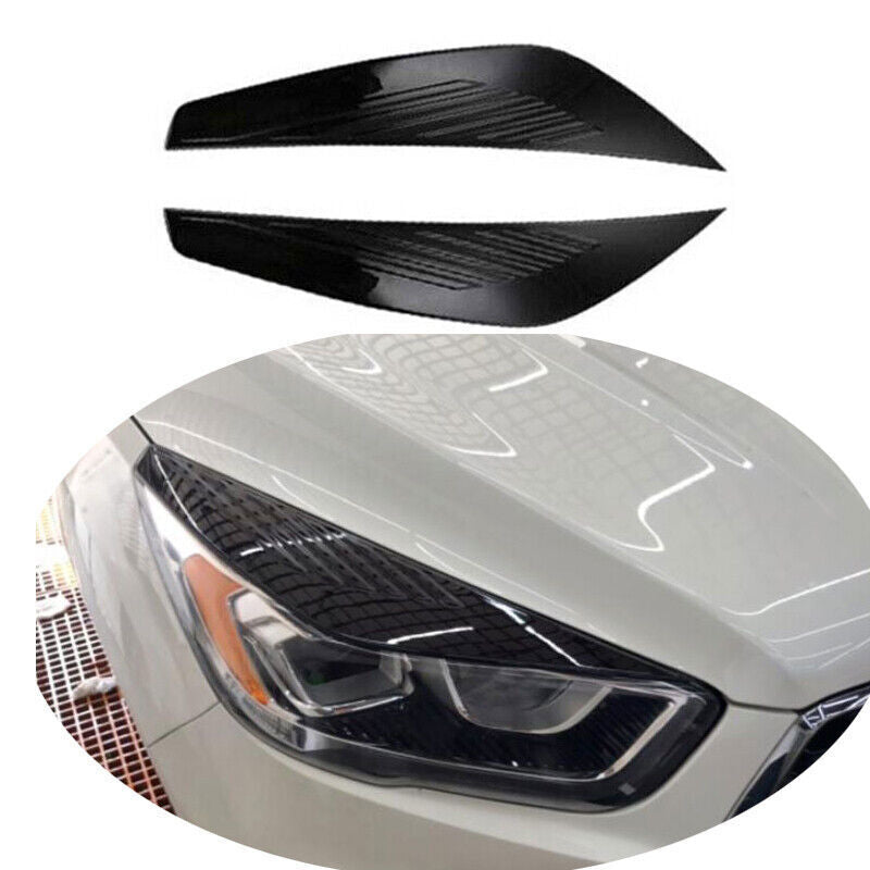 for Ford Escape Kuga 2017-2019 Black Headlight Eyebrows Eyelids Cover Trims ABS