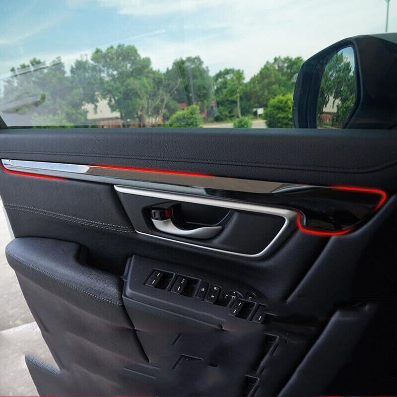for Honda CRV CR-V 2017-2021 4pcs Inner Door Panel Strip Trim Black Wood Grain