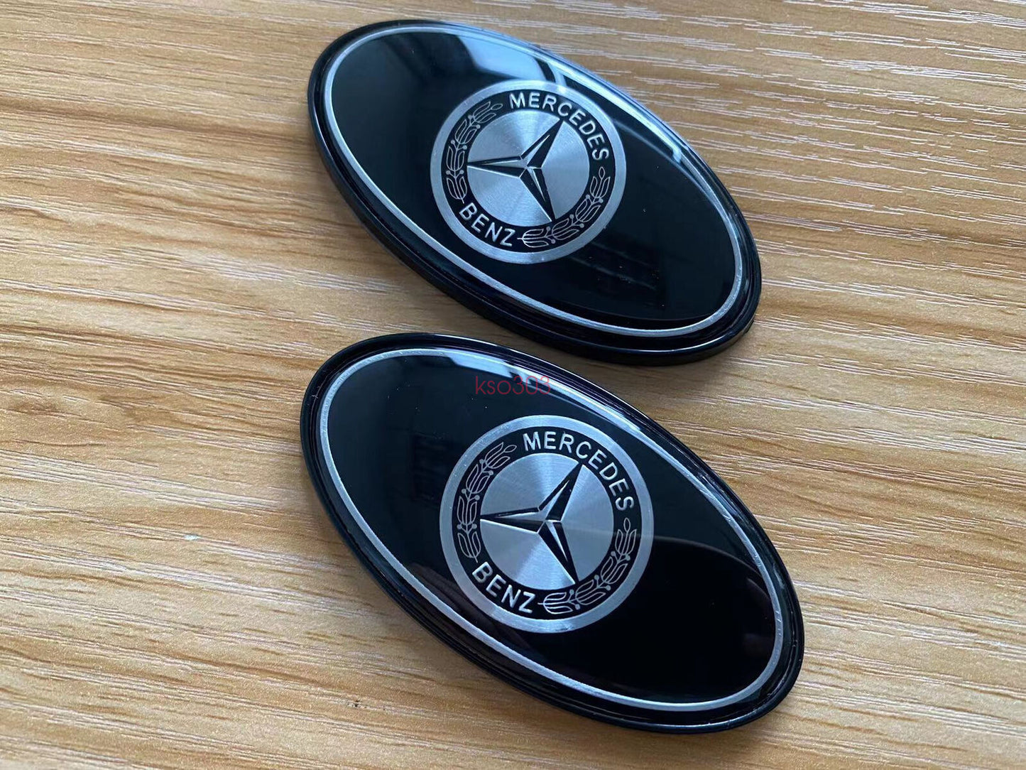 2-Pack Gloss Black Car Badge Stickers Side Skirt Fender Badge Logo for BENZ