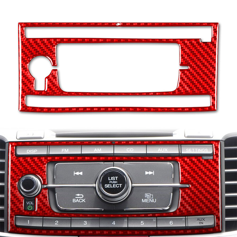 Red Carbon Fiber Console Volume Switch Button Panel Cover Trim for Honda Accord