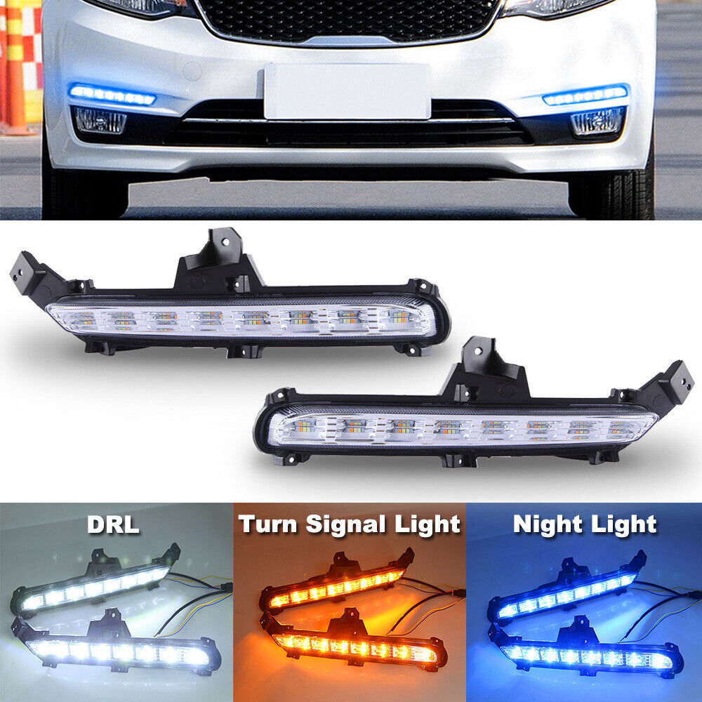 2x LED DRL Daytime Running Light Fog Lamp Turn Signal Kit for KIA K2 2015-2016