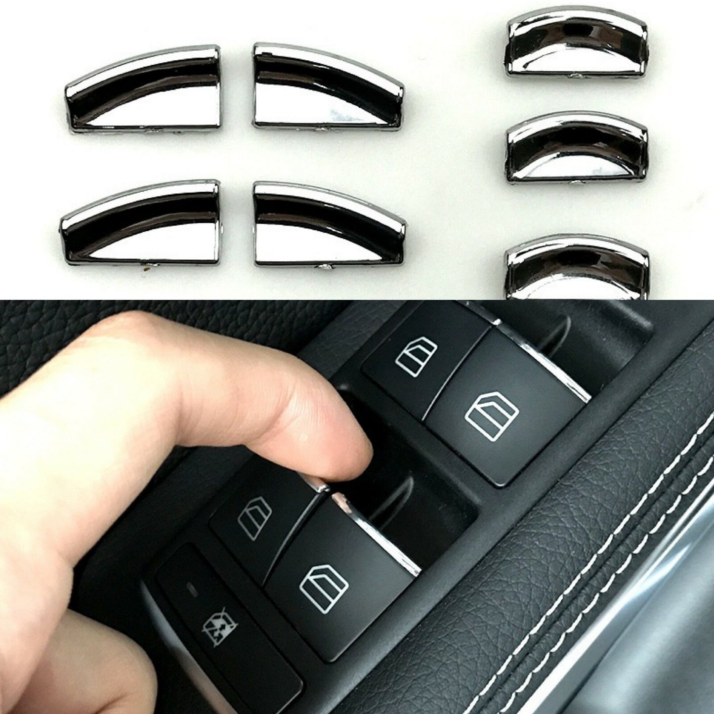 Chrome-plated protective cover for door keyboard panels is suitable for Mercedes A/B/C/CLA/GLK models.