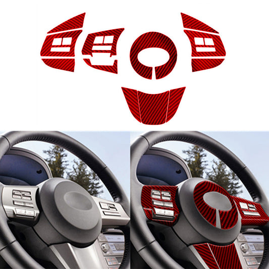 Red Carbon Fiber Steering Wheel Button Cover for Subaru Legacy Outback 2010-2014