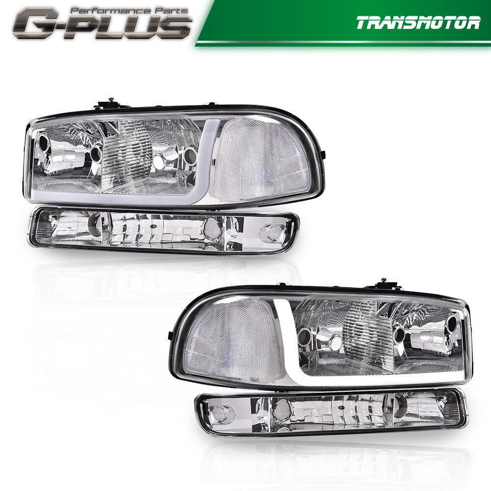 Suitable for 99-07 for GMC for Sierra 1500-3500 LED DRL chrome/clear headlights + bumper lights
