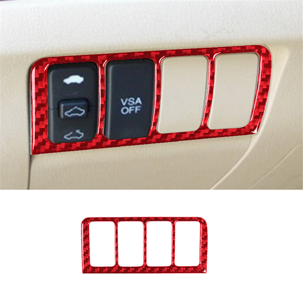 Steering Wheel Left Button Panel Trim Carbon Fiber for Acura TSX 2003-2008 Red