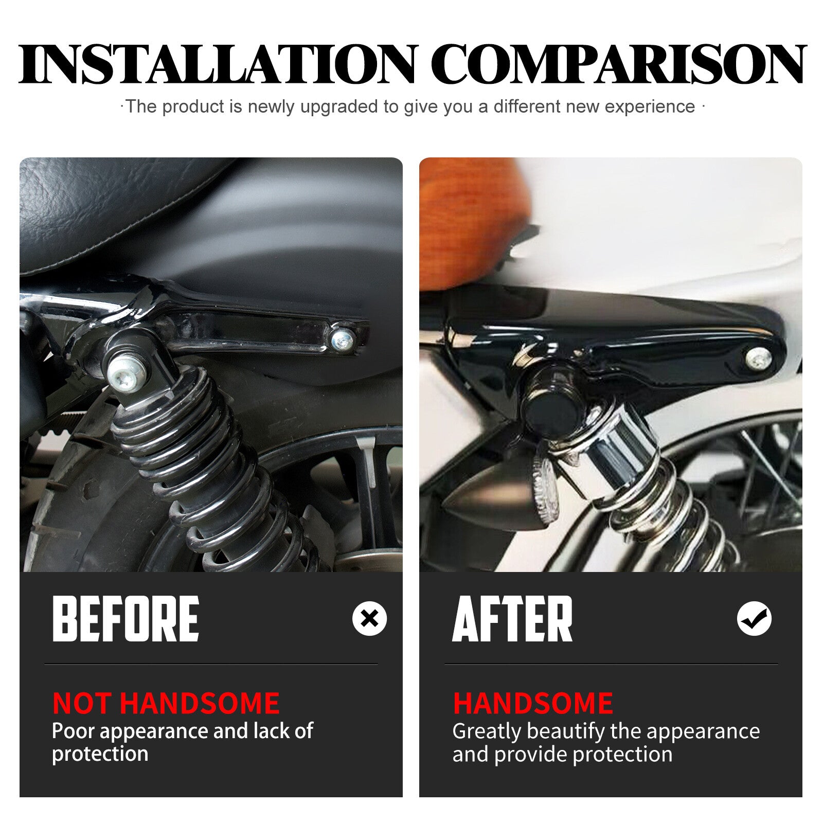 Gloss Black Short Rear Fender Support Bracket Covers for Harley Sportster XL 04+