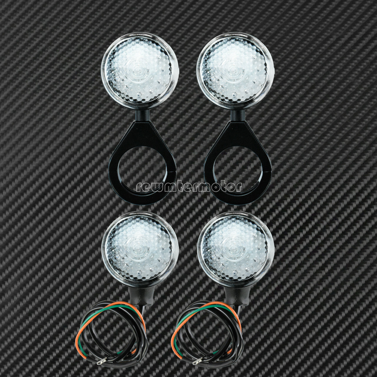 41mm Fork Aluminum Front Rear LED Turn Signal Light w/ Clear Lens Fit for Harley