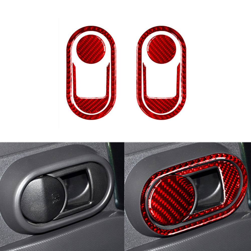 6X Red Carbon Fiber Front Door Handel Frame Cover Trim for Jeep for Wrangler 2007-10