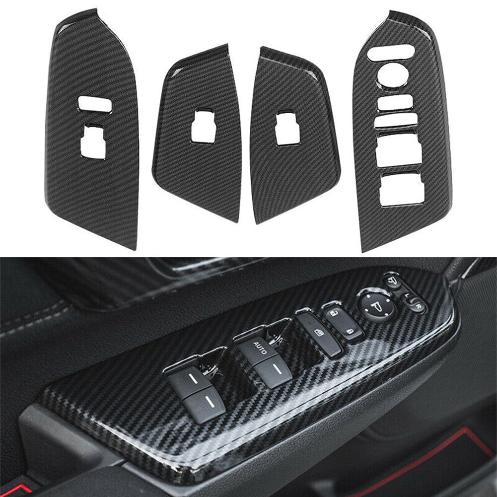 Carbon Fiber Interior Door Armrest Cover Trim for Honda CRV CR-V 5th 2017-2019