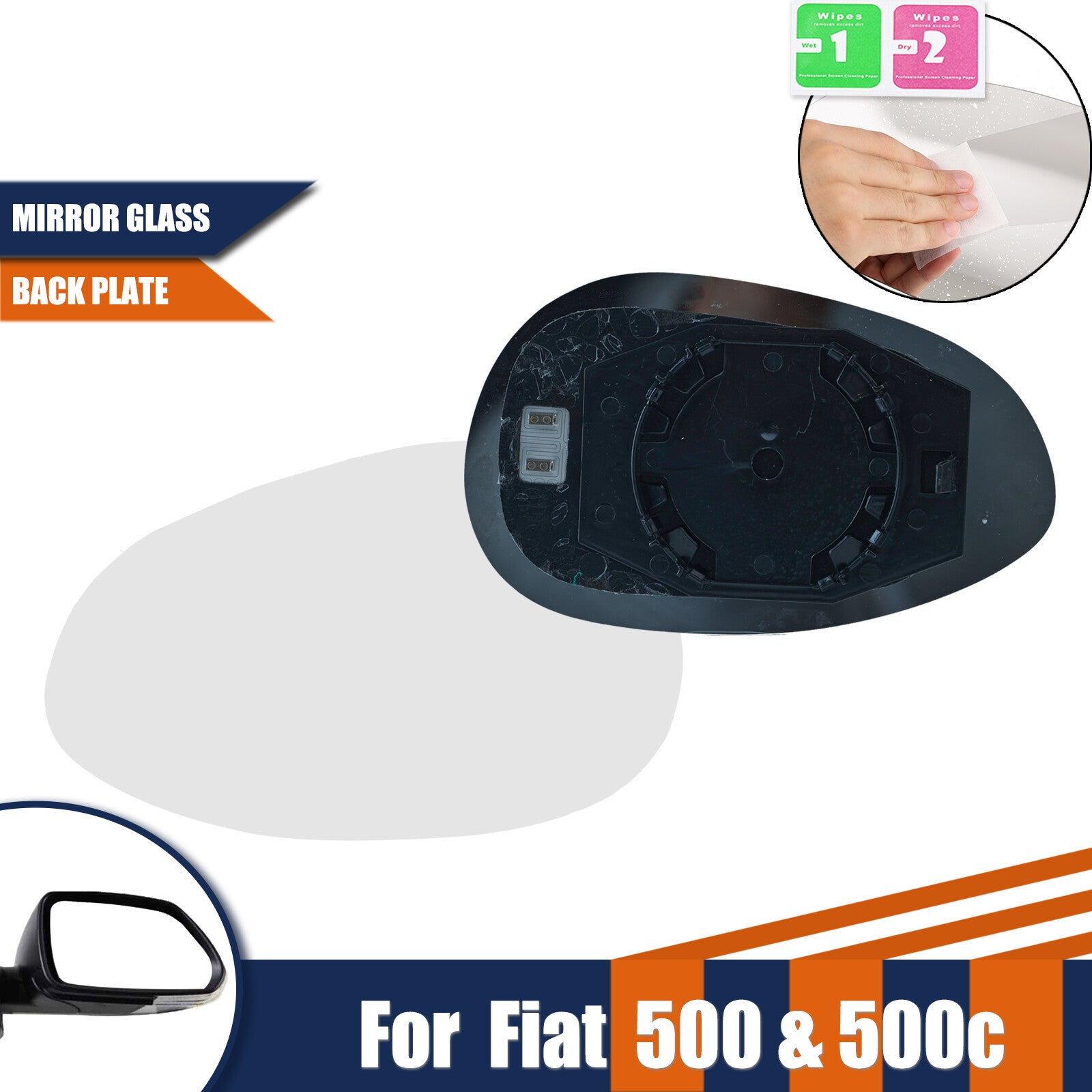 for Fiat 500 500c 2007 - 2023 Glass Door Side Left Passenger Heated Wing Mirror